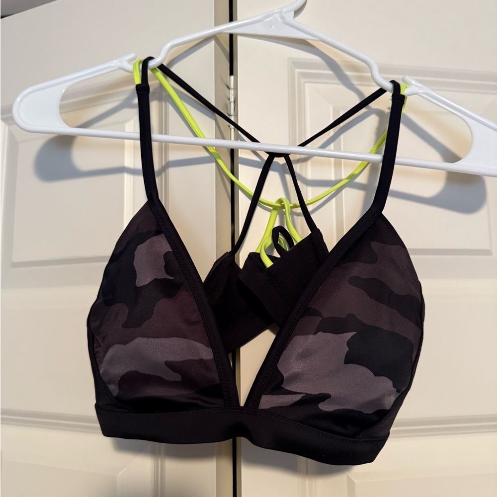Black and Gray Camouflage Women's Bikini Top